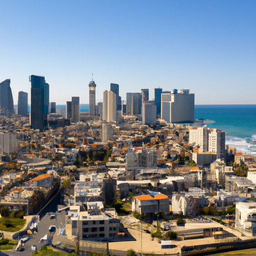 נוף פנורמי של קו הרקיע של תל אביב המציג אתרי תיירות פופולריים