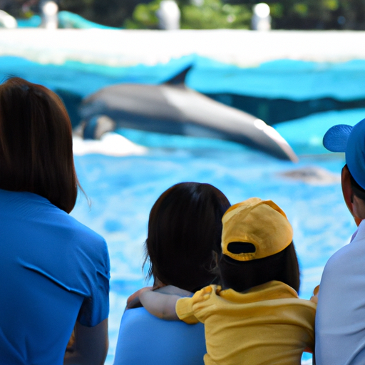 7. תמונה מרתקת של משפחה צופה במופע דולפינים בספארי וורלד ובפארק הימי.