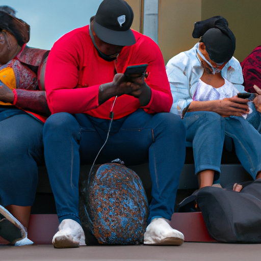 3. תמונה המתארת קבוצת אנשים שעוסקים בטלפונים שלהם, המייצגת את כוחה של המדיה החברתית.