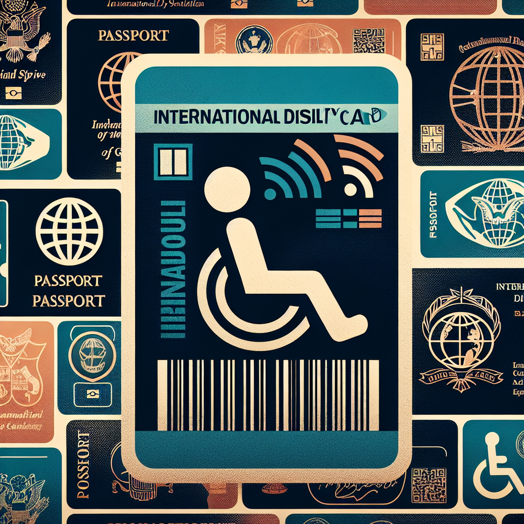 תמונה של כרטיס נכה בינלאומי על רקע פספורטים ממדינות שונות.