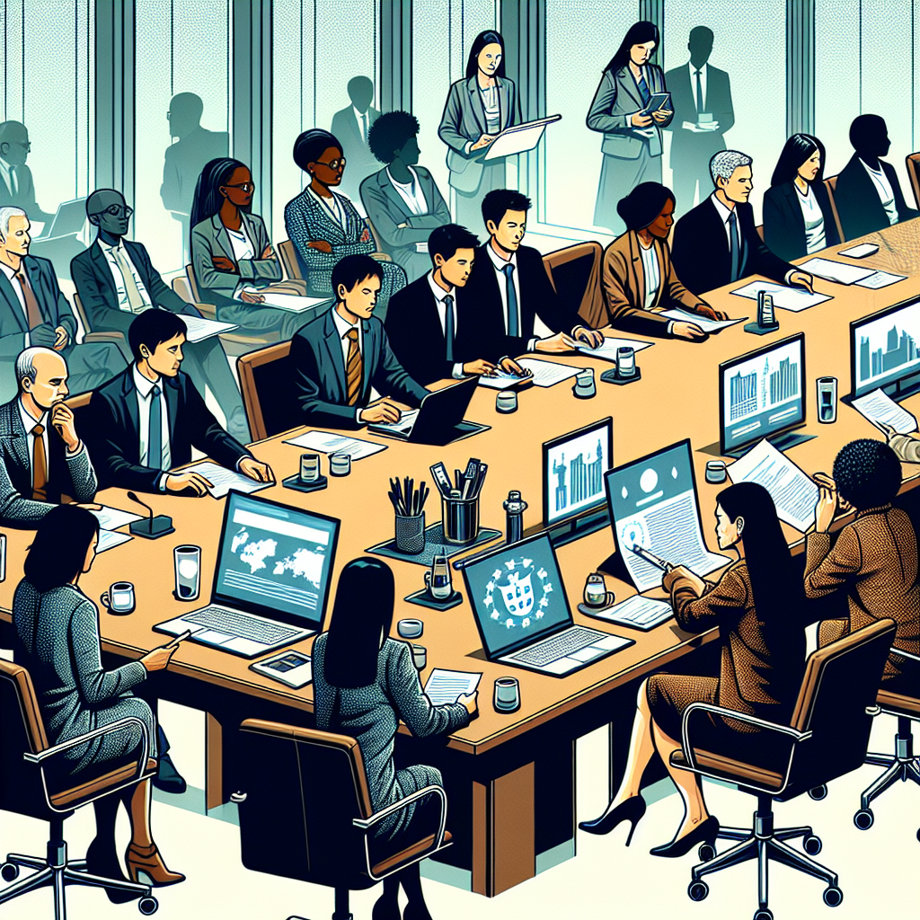 תמונה של פגישה עסקית בין משקיעים זרים ונציגי ממשלת פורטוגל.