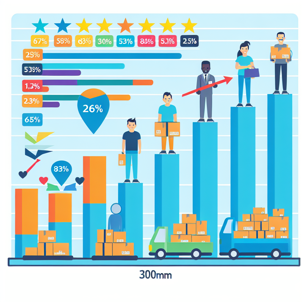 גרף המתאר את רמת שביעות הרצון מחברות שליחויות שונות.